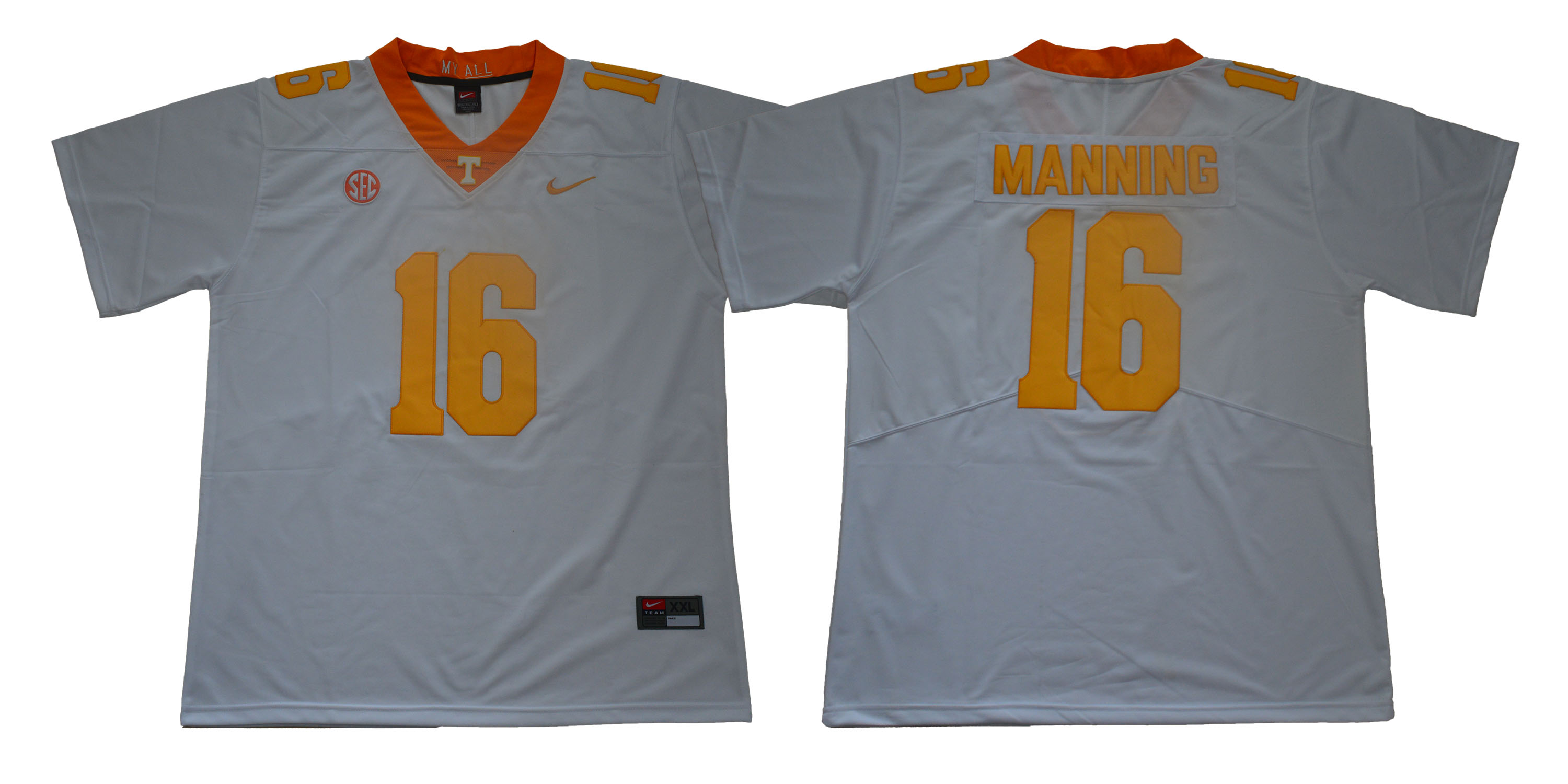 Men Tennessee Volunteers 16 Manning White Nike Limited Stitched NCAA Jersey